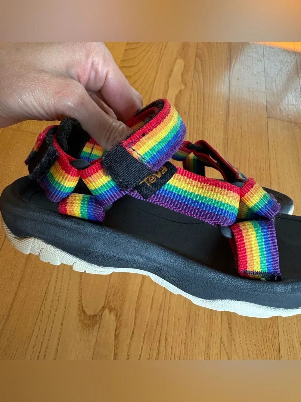 Teva Hurricane XLT 2 Sandals Colorful Rainbow Black Striped Unisex Kids Size 11